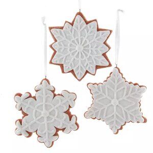Snowflake White Cookie Ornament Set 3 4.5" Clay-dough Christmas